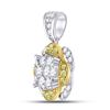 Image 2 : 1 CTW Round Yellow Diamond Flower Cluster Pendant 14kt White Gold - REF-77K9R