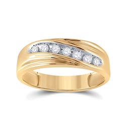 1/4 CTW Mens Round Diamond Wedding Ring 10kt Yellow Gold - REF-20W3F
