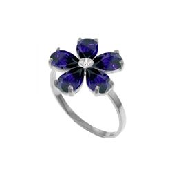 Genuine 2.22 ctw Sapphire & Diamond Ring 14KT White Gold - REF-42V2W