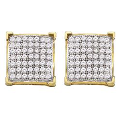 1/3 CTW Round Diamond Square Earrings 10kt Yellow Gold - REF-18Y3X