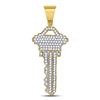 Image 1 : 5/8 CTW Mens Diamond Key Charm Fashion Pendant 10kt Yellow Gold - REF-31Y5X