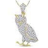 Image 1 : 1 CTW Mens Round Diamond Owl Bird Animal Charm Pendant 10kt Yellow Gold - REF-41Y9X