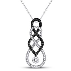 1/3 CTW Round Black Color Enhanced Diamond Cluster Pendant 10kt White Gold - REF-24X3T