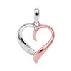 Image 1 : 1/12 CTW Round Diamond Rose-tone Heart Solitaire Pendant 10kt White Gold - REF-13N2Y