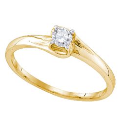 1/8 CTW Round Diamond Solitaire Promise Bridal Ring 10kt Yellow Gold - REF-15R3H
