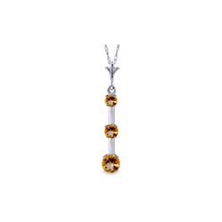 Genuine 1.25 ctw Citrine Necklace 14KT White Gold - REF-29Y3F