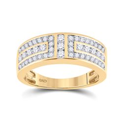1 CTW Mens Round Diamond Symmetrical Wedding Ring 14kt Yellow Gold - REF-71X9T