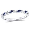 Image 1 : 1/10 CTW Round Blue Sapphire Diamond Stackable Ring 10kt White Gold - REF-14T4K