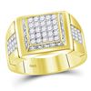Image 1 : 1 & 3/4 CTW Mens Princess Diamond Square Cluster Ring 10kt Yellow Gold - REF-120W3F