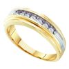 Image 1 : 1/4 CTW Mens Round Diamond Single Row Wedding Ring 10kt Yellow Two-tone Gold - REF-37T5K