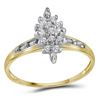 Image 1 : 1/10 CTW Round Diamond Marquise-shape Cluster Ring 10kt Yellow Gold - REF-9T3K