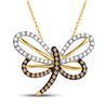 Image 1 : 1/4 CTW Round Brown Diamond Butterfly Bug Pendant 10kt Yellow Gold - REF-15T5K