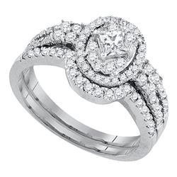 7/8 CTW Diamond Princess Bridal Wedding Engagement Ring 14kt White Gold - REF-93T5K