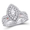 Image 1 : 1 CTW Marquise Diamond Bridal Wedding Engagement Ring 14kt Two-tone Gold - REF-126K3R