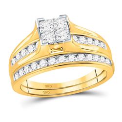 1 CTW Princess Diamond Bridal Wedding Engagement Ring 14kt Yellow Gold - REF-83F9M
