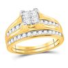 Image 1 : 1 CTW Princess Diamond Bridal Wedding Engagement Ring 14kt Yellow Gold - REF-83F9M