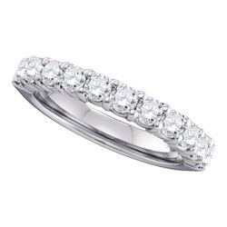 1 CTW Round Pave-set Diamond Wedding Ring 14kt White Gold - REF-105M5A