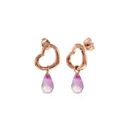 Genuine 4.5 ctw Pink Topaz Earrings 14KT Rose Gold - REF-42F6Z