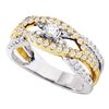 Image 1 : 3/4 CTW Round Diamond Solitaire Two-tone Bridal Wedding Engagement Ring 14kt White Gold - REF-60T3K
