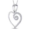 Image 2 : 1/10 CTW Round Diamond Clef Heart Pendant 10kt White Gold - REF-8X4T