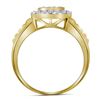 Image 2 : 1 CTW Mens Round Diamond Square Frame Cluster Ring 10kt Yellow Gold - REF-71M9A