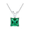 Image 1 : 1 & 1/3 CTW Princess Lab-Created Emerald Solitaire Pendant 10kt White Gold - REF-7H5W