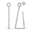 Image 1 : 3/4 CTW Round Diamond Triangular Hoop Earrings 14kt White Gold - REF-66K3R