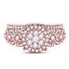 Image 2 : 1 CTW Round Diamond Bridal Wedding Engagement Ring 14kt Rose Gold - REF-107R9H