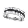 Image 1 : 1 CTW Mens Round Diamond Double Row Wedding Ring 14kt White Gold - REF-117K3R