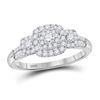 Image 1 : 1/2 CTW Round Diamond Cluster Bridal Wedding Engagement Ring 10kt White Gold - REF-26X9T