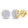 Image 1 : 1/5 CTW Mens Round Diamond Circle Cluster Earrings 10kt Yellow Gold - REF-13H2W