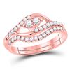 Image 1 : 1/2 CTW Round Diamond 2-Stone Bridal Wedding Engagement Ring 10kt Rose Gold - REF-33T3K