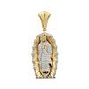 Image 1 : 1 CTW Mens Round Diamond Guadalupe Mary Charm Pendant 10kt Yellow Gold - REF-95W9F