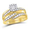 Image 2 : 5/8 CTW His & Hers Princess Diamond Cluster Matching Bridal Wedding Ring 14kt Yellow Gold - REF-90H3