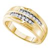 Image 1 : 1/3 CTW Mens Round Diamond Double Row Ring 14kt Yellow Gold - REF-63X5T