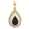 Image 1 : 1/4 CTW Round Black Color Enhanced Diamond Teardrop Pendant 10kt Yellow Gold - REF-19M2A