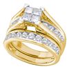 Image 1 : 7/8 CTW Princess Diamond Bridal Wedding Engagement Ring 10kt Yellow Gold - REF-51W3F