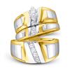Image 1 : 1/4 CTW His & Hers Marquise Diamond Solitaire Matching Bridal Wedding Ring 14kt Yellow Gold - REF-60