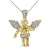 Image 1 : 1/6 CTW Mens Diamond Polished 3D Guardian Angel Cherub Charm Pendant 10kt Yellow Gold - REF-27H5W