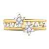 Image 2 : 1/3 CTW Round Diamond Open Double Star Ring 14kt Yellow Gold - REF-39F6M