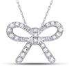 Image 1 : 1/10 CTW Round Diamond Knot Bow Pendant 10kt White Gold - REF-7F8M
