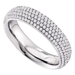 3/4 CTW Round Pave-set Diamond Wedding Ring 14kt White Gold - REF-83F9M