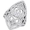 Image 1 : 1 & 1/2 CTW Round Diamond Cluster Bridal Wedding Engagement Ring 14kt White Gold - REF-132W3F