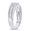 Image 3 : 1/2 CTW Mens Round Diamond Milgrain Wedding Ring 14kt White Gold - REF-54K3R