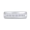 Image 2 : 1 & 1/2 CTW Mens Machine Set Princess Diamond Wedding Channel Ring 14kt White Gold - REF-228H3W