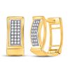 Image 1 : 1/6 CTW Round Diamond Triple Row Huggie Earrings 10kt Yellow Gold - REF-18K3R