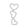 Image 1 : 1/5 CTW Round Diamond Triple Cascading Heart Outline Pendant 10kt White Gold - REF-11F9M