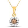 Image 1 : 1/4 CTW Brown Flower Cluster Diamond Pendant 14kt Yellow Gold - REF-15F5M