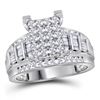 Image 1 : 1 CTW Princess Diamond Cluster Bridal Wedding Engagement Ring 10kt White Gold - REF-57K3R