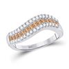 Image 1 : 5/8 CTW Princess Brown Diamond Curved Ring 14kt White Gold - REF-47H9W
